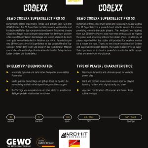 رویه راکت پینگ پنگ جوو CODEXX PRO 53 SUPER SELCT