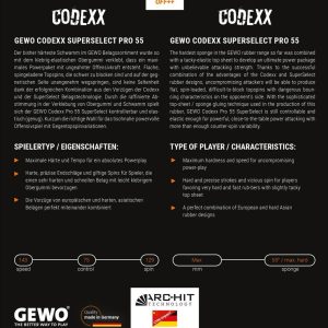 رویه راکت پینگ پنگ جوو CODEXX PRO 55 SUPER SELECT